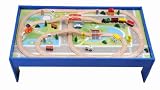 Deluxe 80 Pc. Wooden Train Set w/ Table Compatible with Thomas & Brio