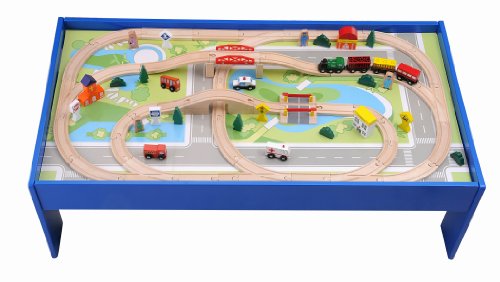 Buy Deluxe 80 Pc. Wooden Train Set w/ Table Compatible with Thomas & Brio Buy Deluxe 80 Pc. Wooden Train Set w/ Table Compatible with Thomas & Brio