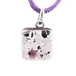 Handmade Murano Glass Pendant - Ally Square S Purple/Silver Style 1