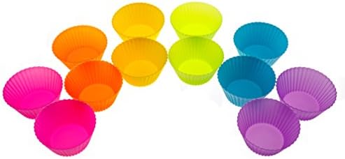 Cutie Cups Silicone Baking Cups - Set of 12 Reusable Food Grade Cupcake Wrappers and Muffin Liners