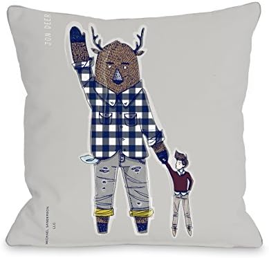 Bentin Home Decor Jon Deer Throw Pillow by Michael Sanderson, 16"x 16", Gray/Multi