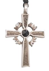 Crystal Celtic Cross Real Pewter Pendant Necklace