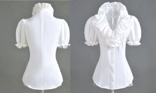 BWDB Women's Ruffled Multi-flounced Bubble Short Sleeved Shirt Career Blouse