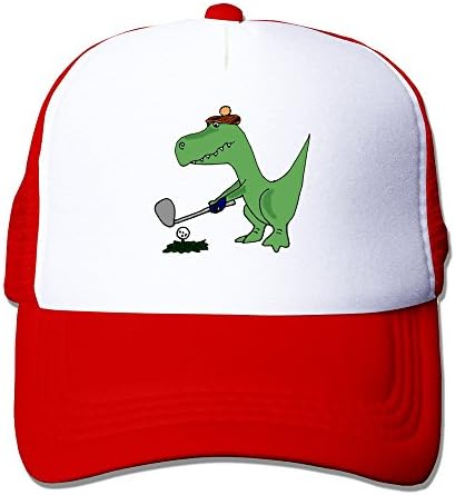 Handson Casual Two-toned Dinosaur Playing Golf Poster Running Cap Hats Red