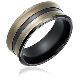 9mm Grey & Black Titanium Wedding Band