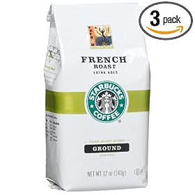 Starbucks French Roast Coffee, Ground, 12-Ounce Bags (Pack of 3)