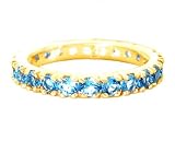 14K Yellow or White Gold Gem All the Way 'round Eternity Band Ring-Swiss Blue Topaz-full, half sizes from 5-8.5