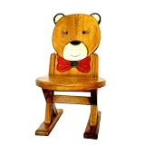 Hand-carved & Painted 22" Antique Style Children's Wood Folding Chair - Teddy Bear Design