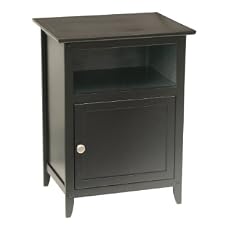 Winsome Wood End Table/Night Stand with Door and Shelf, Black