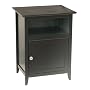 Winsome Wood End Table/Night Stand with Door and Shelf, Black