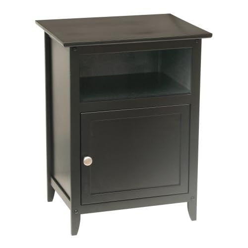Winsome Wood End Table/Night Stand with Door and Shelf, Black by Winsome Wood