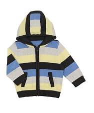 Stripe hooded zip-through