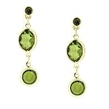 Jewel Tone Channels Olivine Color Drop Earrings