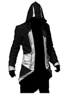 Cosplay Costume Hoodie/Jacket/Coat-10 Opitions for the fans,Black with Silver,Men Small