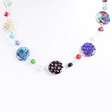 Millefiori Flower Murano Glass Disc Beaded Necklace 16''-19''