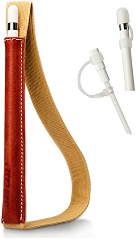 Apple Pencil Holder, Genuine Leather Sleeve for Apple Pencil, Compatible with Apple iPad Pro Cases with Pencil Cover Cozy Charging Lightning Cable Holder (red)