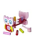 Spielzeug aus Holz Set aus Eulen Hammerspiel Hammerbank und Werkzeugkiste Holzspielzeug für Mädchen - 