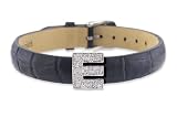 4164nyhF4ZL. SL160  Diamond Clip On Initial letter E with Black Leather Bracelet