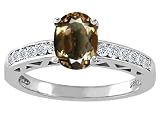 1.62 cts Genuine Smoky Quartz and Diamond Solitaire Engagement Ring - 14kt White or Yellow Gold