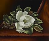 Art Reproduction Oil Painting - Floral: White Magnolia on Red Background - Standard 20x24 - Hand Painted Canvas Art
