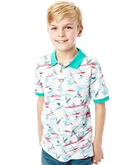 Pure Cotton Parrot & Coconut Tree Print Polo Shirt