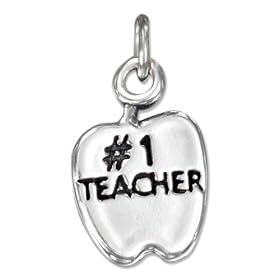 Sterling Silver Apple with "#1 Teacher" Charm.