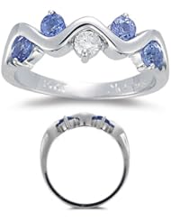 Tanzanite Ring - 1/10 (0.09-0.12) Ct Diamond & Tanzanite Ring in 14K Gold