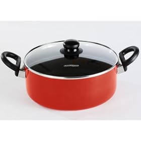 Proctor Silex 52025 Aluminum Nonstick 5 Quart Covered Dutch Oven, Red
