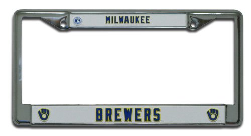 MLB Milwaukee Brewers Ball & Glove Design Laser Chrome Frame