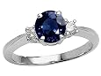 1.35 cttw Genuine Sapphire and Diamond Engagement Ring - 14kt Yellow Gold
