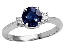 1.35 cttw Genuine Sapphire and Diamond Engagement Ring - 14kt Yellow Gold