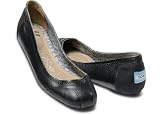 Toms - Womens Ballet Flats Shoes in Black Camila Leather & Suede
