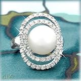 14K Freshwater Pearl & Diamond Swirl Ring