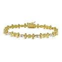 18K Gold over Sterling Silver Diamond Accent Open Scroll and Marquise Link Bracelet