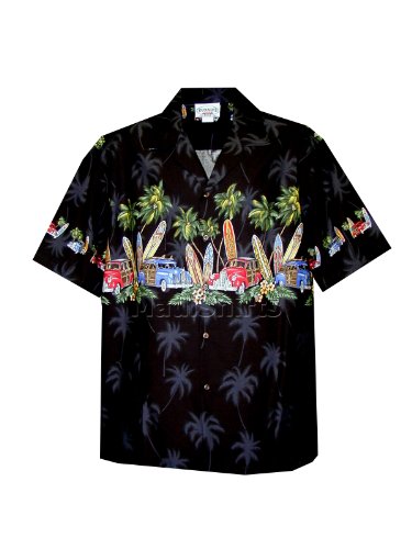 Boys Old Time Woodie Surfboard Matched Front Chest Band Hawaiian Aloha Poplin Cotton Shirt