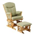 Regency Premium Multi-Position Locking Glider Rocker and Ottoman Set- Natural Finish with Sage Cotton Fabric