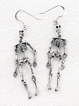Moveable Sterling Silver Science SKELETON Bone Earrings