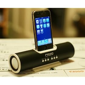 (GIFT BOXED) Ricco V6A Aluminum Portable Travel Docking Station Speaker Charger Compatible with ALL Generations of iPhone iPod Touch Nano Classic 2G 3G 3GS/3G 4 G4 S G2 G3 G5 G6 8GB 16GB 32GB 64GB - 3.5mm audio input for mobile phones laptops PSPs- Great for Gift (Metallic BLACK)