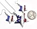 SoulBreezeCollection USA American Flag Stars Patriotic 4th of July Independence Day Pendant Necklace & Dangle Earrings Set