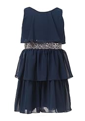 Girls Crystal Sequined Tiered Belted Chiffon/Organza/Polyester/Satin Flower-Girl Dress/Party Dress  With a Sash 