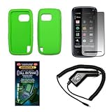Solid Neon Green Silicone Gel Skin Cover Case + Screen Protector + Rapid Ca ....