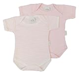 Twin Pack Stripe Baby Bodysuit Pink 0-3m