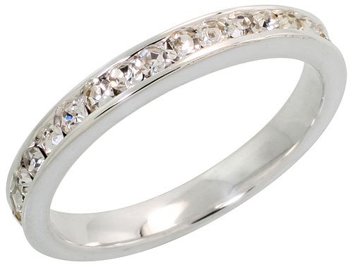Sterling Silver Eternity Band - w April Birthstone - Clear Crystals - 1 8 Sterling Silver Eternity Band - w April Birthstone - Clear Crystals - 1 8
