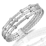 18 Kt White Gold Diamond Handwoven Bangle Bracelet