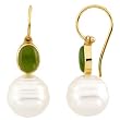 14K Yellow Gold Paspaley South Sea Cultured Pearl and Jade Earrings - 12.00mm