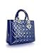 Christian Dior Lady Dior Large Blue Patent Leather Top Handle Bag