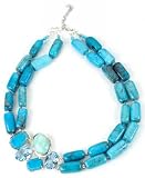 Barse Sterling Silver Double Strand Turquoise Crystal Necklace