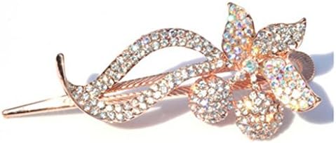 LUNA Womens Girls Rhinestone Hair Bow Clips Hair Pins Hairpin Accessories 4.3" Beige