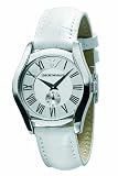 Emporio Armani Classic White Leather 2-Hand Silver Dial Women's Watch #AR0697