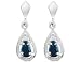 Blue Sapphire Pear Shaped Drop Earrings with Diamond in White Gold (2/3 inch)